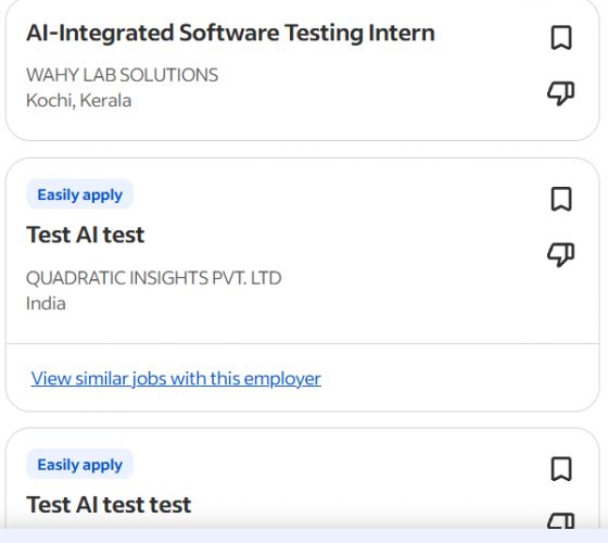 AI Testing & Automation internship jobs in Seletar