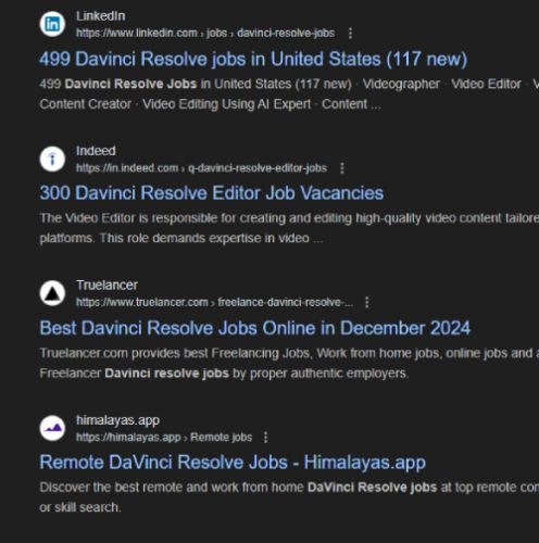 Davinci Resolve internship jobs in Pulau Ujong