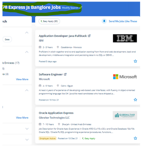 Express JS internship jobs in Seletar
