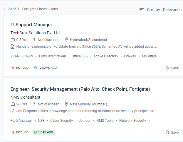 Fortinet Firewall internship jobs in Tengah