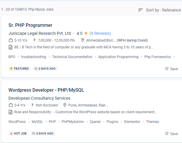 Php/MySQL internship jobs in Jurong East